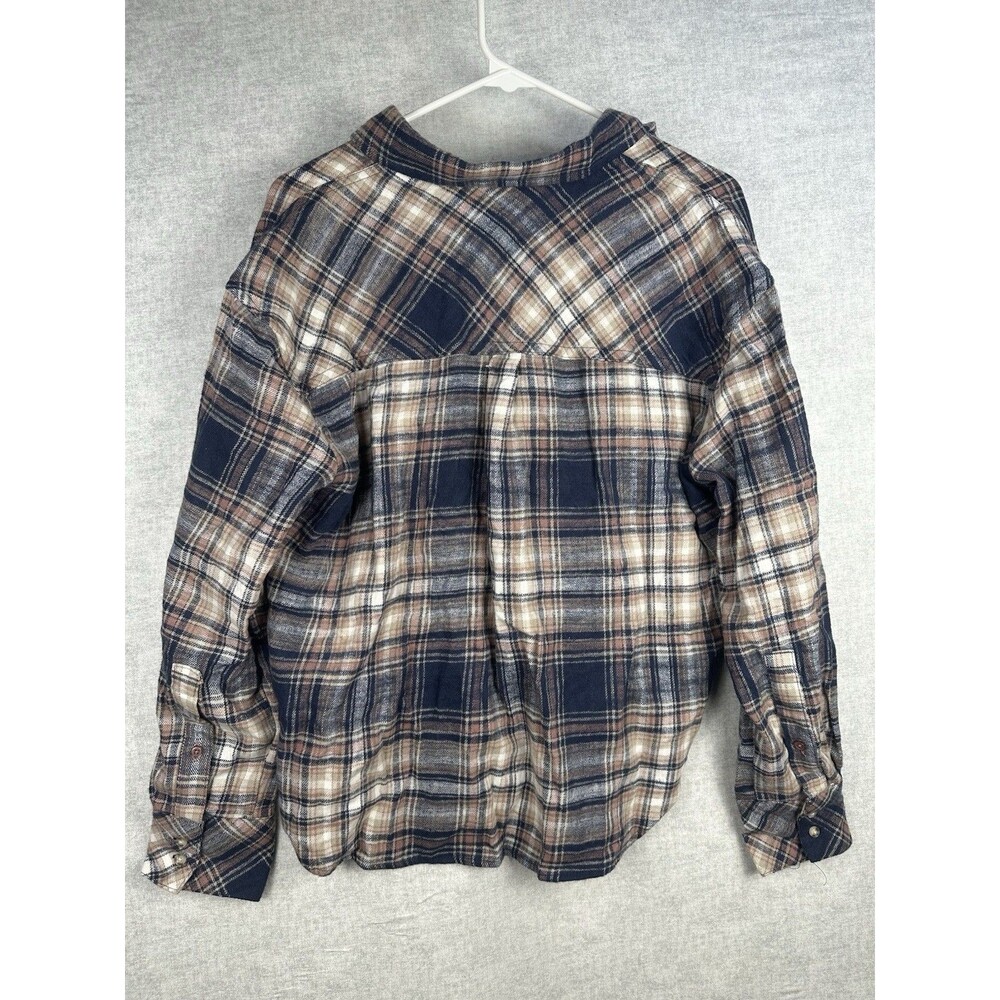 Scotch & Soda Plaid Flannel Womens Crop Slouch Medium Button Up Top Long Sleeve - Picture 6 of 7